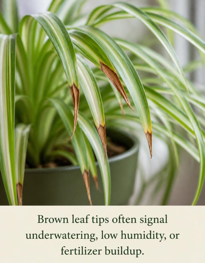 gpt image 2 Subject Spider plant showing common problem brown leaf tips or yellowing leaves. 0 796x1024