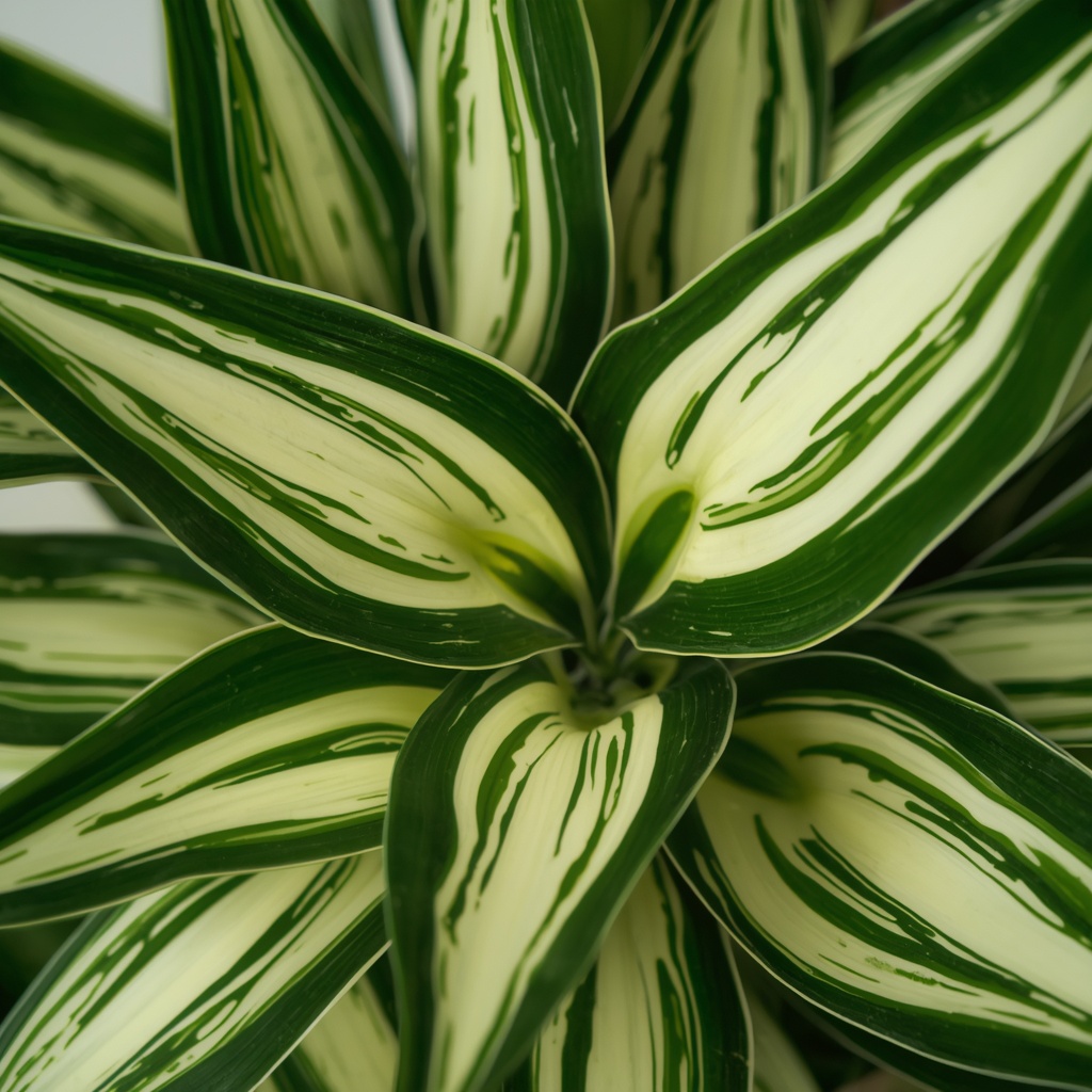 lucid origin Subject Close up of spider plant leaves showing variegation pattern and leaf tex 0